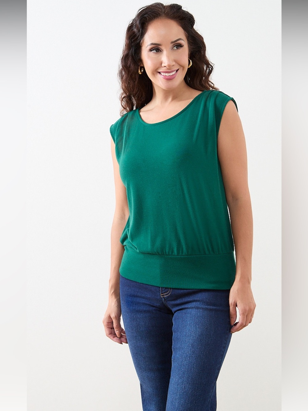 NWT Cleo Petite Emerald Green Lightweight Blouson Knit Top M - Sold Out - Picture 5 of 16